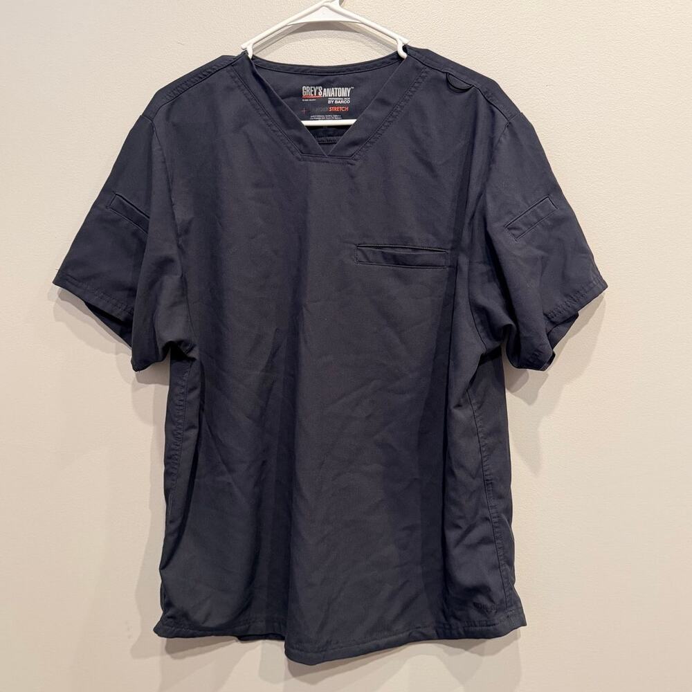 Grey's Anatomy Barco Wear Spandex Stretch Scrub Top Charcoal Gray Size Medium